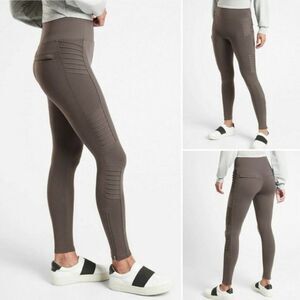 Athleta Delancey Moto Tight High Waist Ankle Coffee House Light Brown Size SP